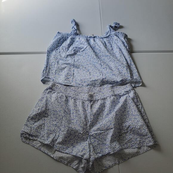 J Crew Pajama Set Womens 2XL Floral Tank Shorts Sleepwear Lounge Set - Picture 1 of 13